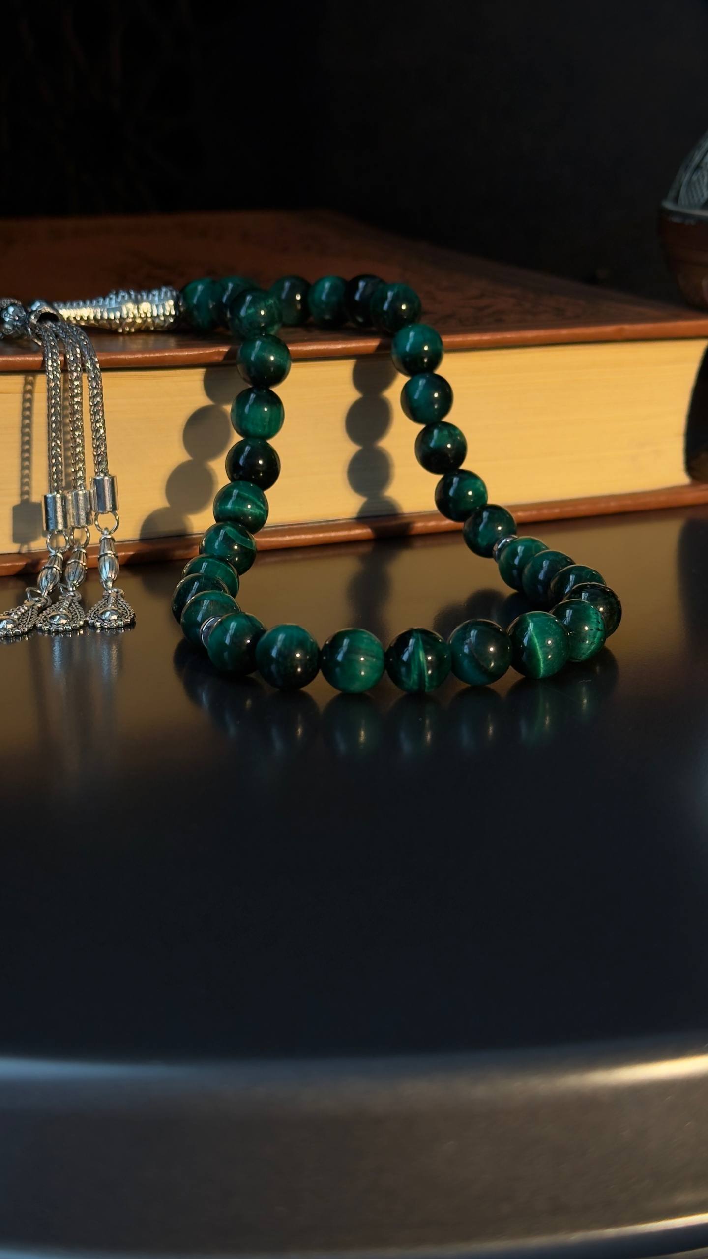 Green Tiger Eye Tasbih – 10mm, 33 - Bead Natural Gemstone Beads