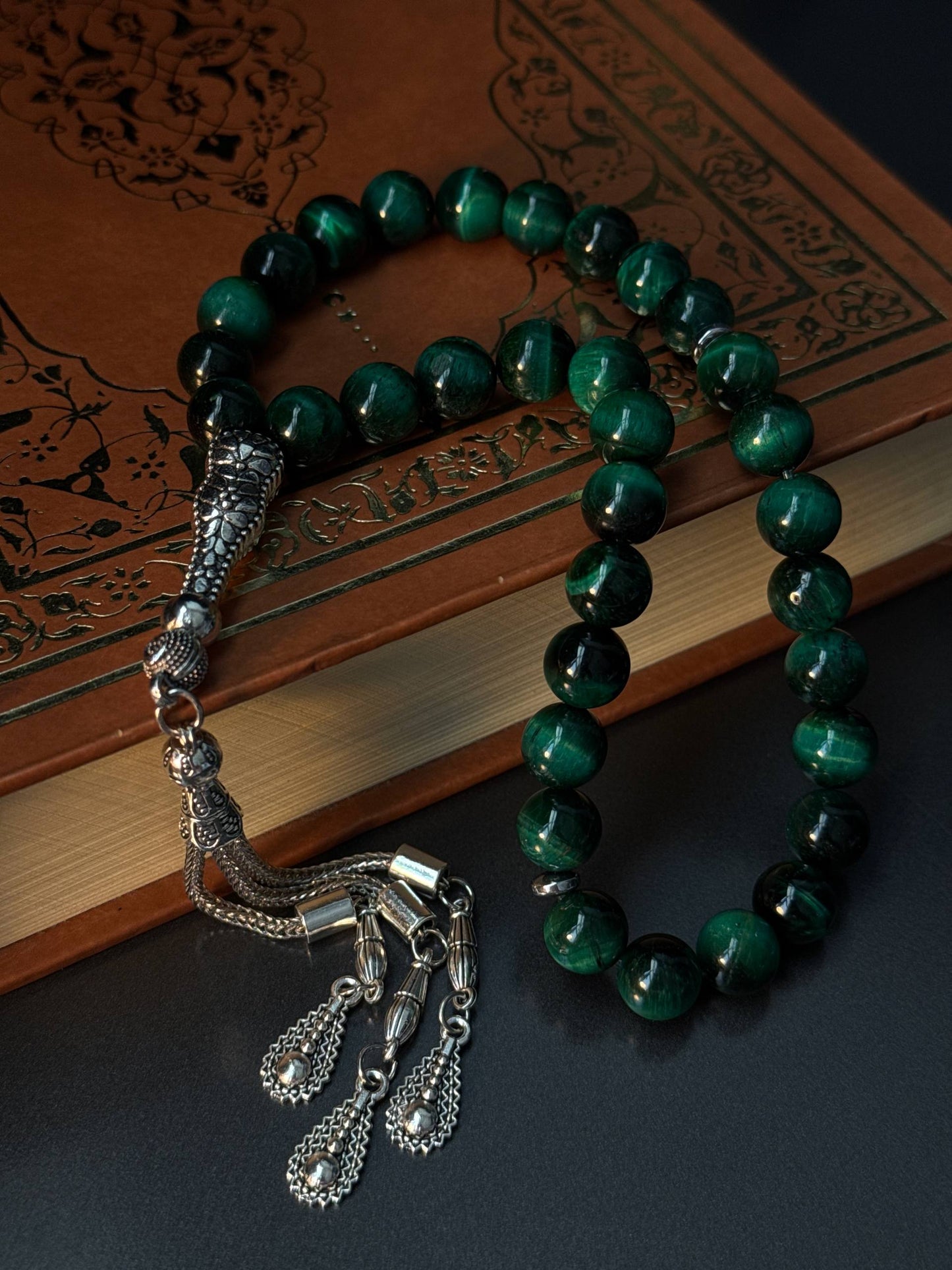 Green Tiger Eye Tasbih – 10mm, 33 - Bead Natural Gemstone Beads