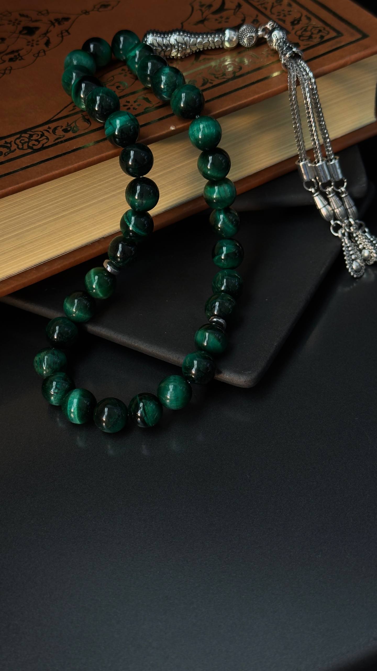 Green Tiger Eye Tasbih – 10mm, 33 - Bead Natural Gemstone Beads