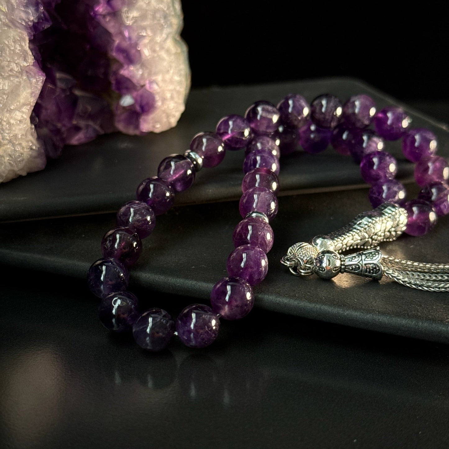 Amethyst Tasbih – 33 Natural Stone Prayer Beads (10mm)