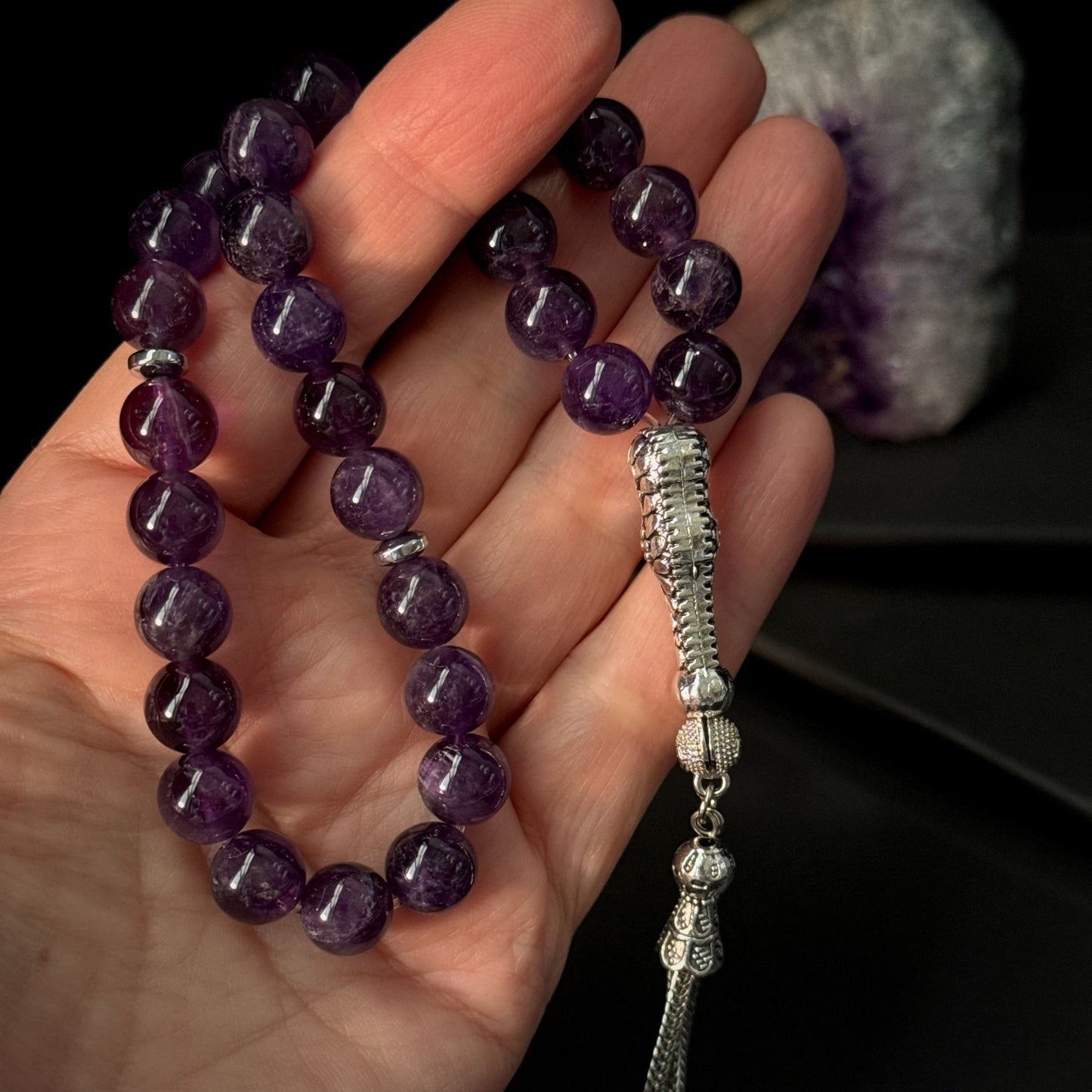 Amethyst Tasbih – 33 Natural Stone Prayer Beads (10mm)