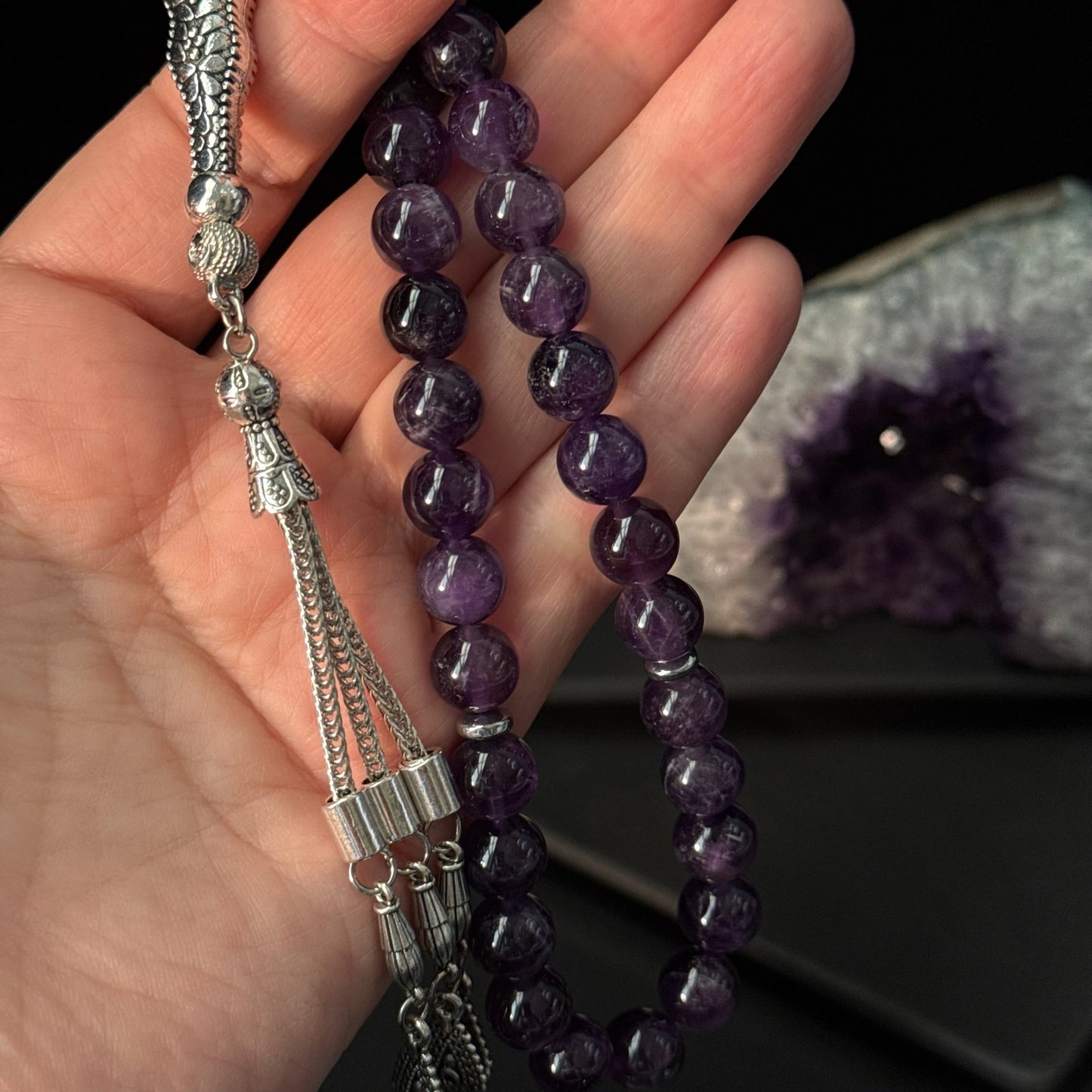Amethyst Tasbih – 33 Natural Stone Prayer Beads (10mm)