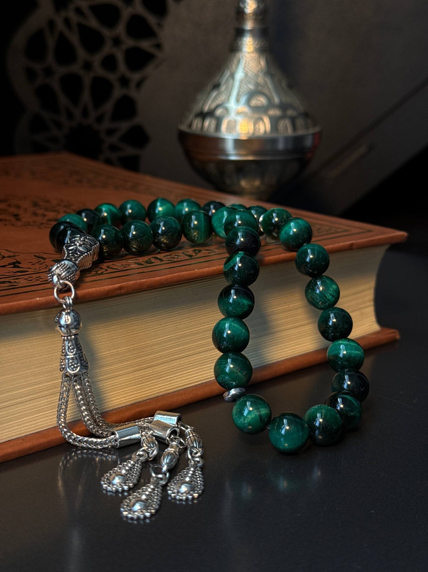 Green Tiger Eye Tasbih – 10mm, 33 - Bead Natural Gemstone Beads