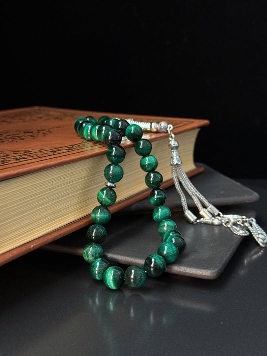 Green Tiger Eye Tasbih – 10mm, 33 - Bead Natural Gemstone Beads